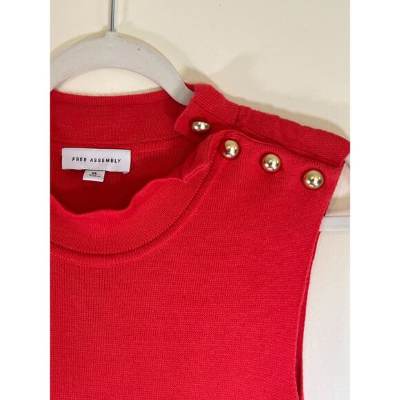 Women's Free Assembly Orange Button Shoulder Sleeveless Sweater Dress -‎ Size XL - Picture 7 of 8